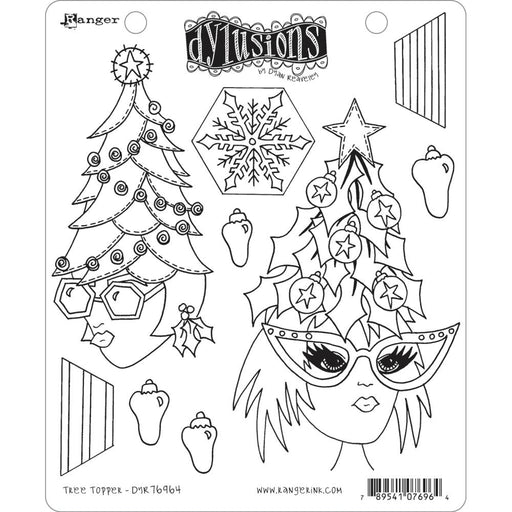 Dylusions Cling Stamps Tree Topper