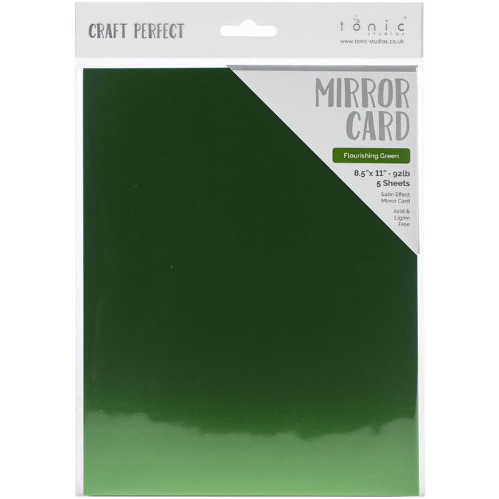 Craft Perfect A4 Satin Effect Mirror Cardstock Flourishing Green