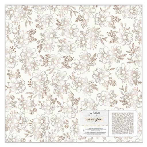 Jen Hadfield Live and Let Grow Gold Foil Paper 12"x12" 1piece