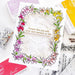 Greeting card using stamp, stencil and die from The Pinkfresh Studio Lily Frame set.