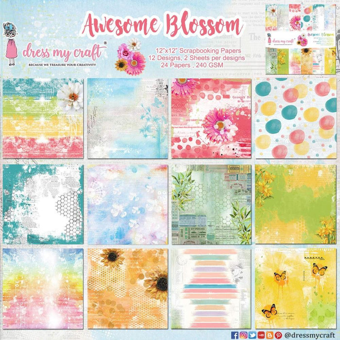Dress My Craft Awesome Blossoms 12"x12" Paper Pad.
