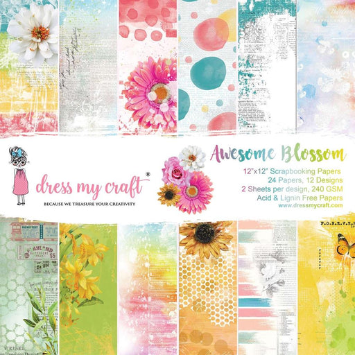 Dress My Craft Awesome Blossoms 12"x12" Paper Pad.