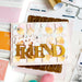 Pinkfresh Studio Overlapping Geo Leaf layering stencil and die used in a card