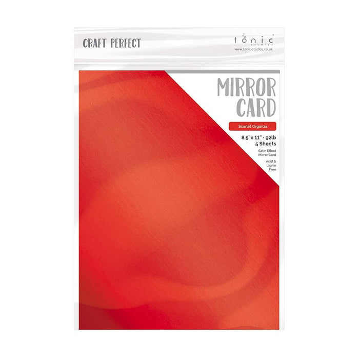 Craft Perfect A4 Satin Effect Mirror Cardstock Scarlet Organza