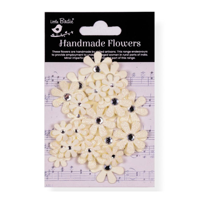 Little Birdie Sparkle Florettes Paper Flowers Ivory