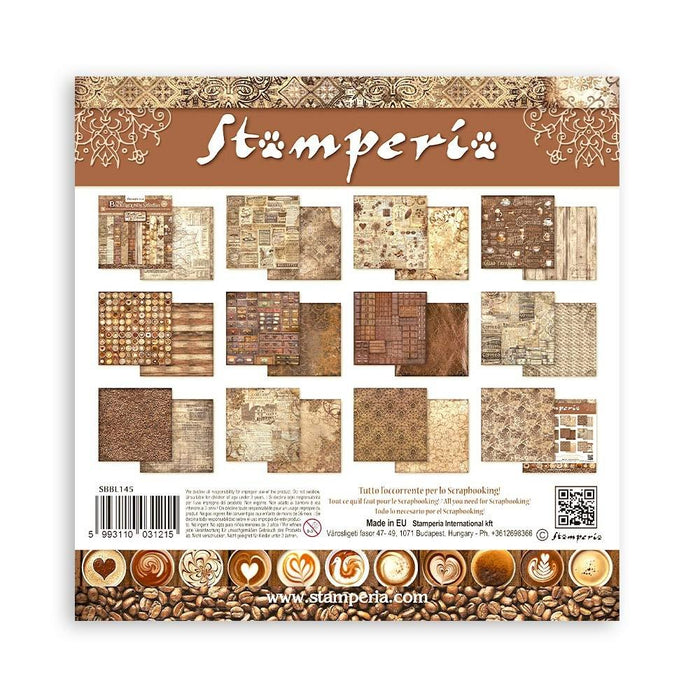 STAMPERIA COFFEE AND CHOCOLATE BACKGROUND PAPER COLLECTION PACK 12X12