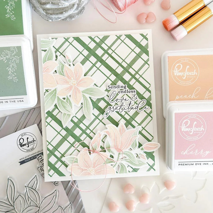  Greeting Card using Pinkfresh Studio Delighted for You clear photopolymer stamp set featuring a lily floral cluster and sentiments.