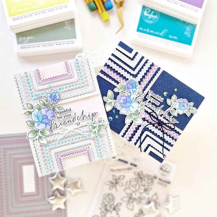 Greeting card using Be Fearless stencil, die collection