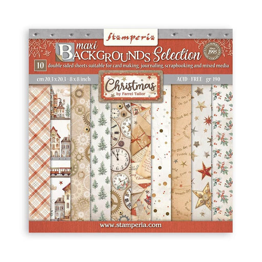 Stamperia Christmas Backgrounds Selection Pack 8"x8"