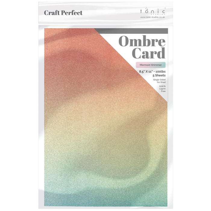 Craft Perfect A4 Ombre Glitter Cardstock Mermaid Shimmer