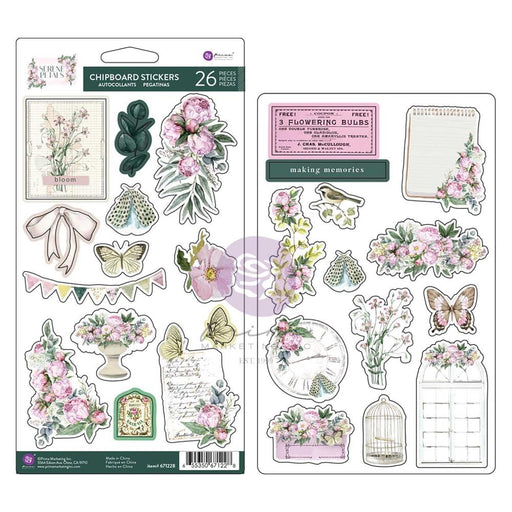 Prima Marketing Chipboard Stickers Serene Petals #671228
