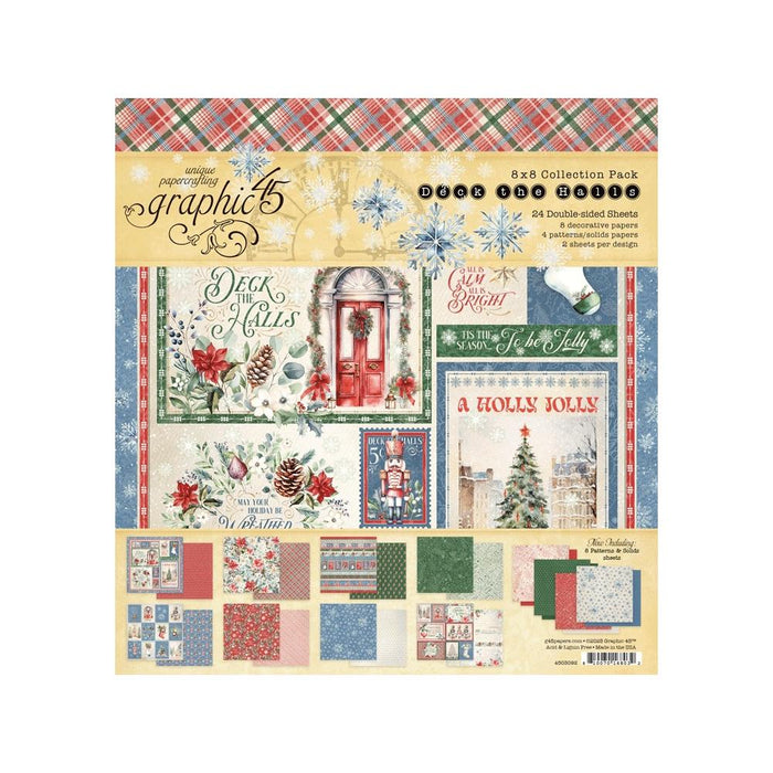 Graphic 45 Paper Pack 8"x 8" Deck the Halls