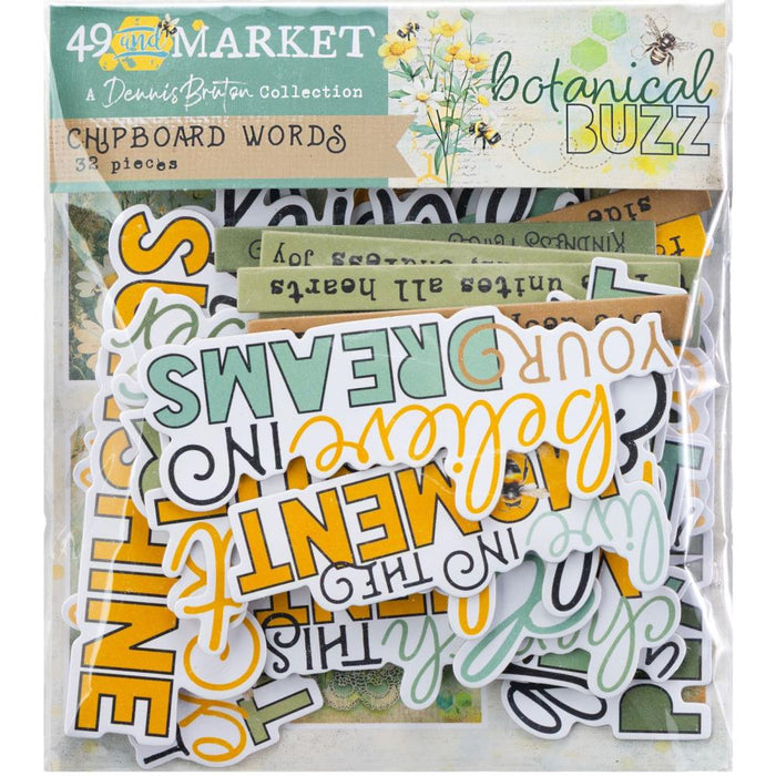 49 &amp; Market Chipboard Words - Botanical Buzz.
