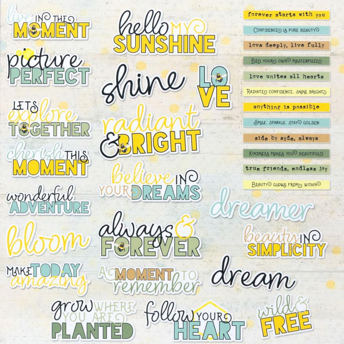 49 &amp; Market Chipboard Words - Botanical Buzz.