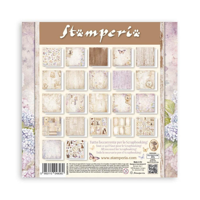 Stamperia Quiet Days 12x12 paper collection with 10 double-sided sheets featuring soft florals and cosy home designs.