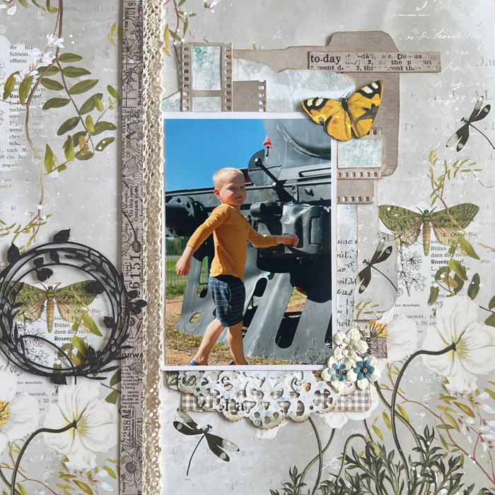 Double Page Layout Scrapbooking Kit, thoughtfully designed using papers from 49 &amp; Market.