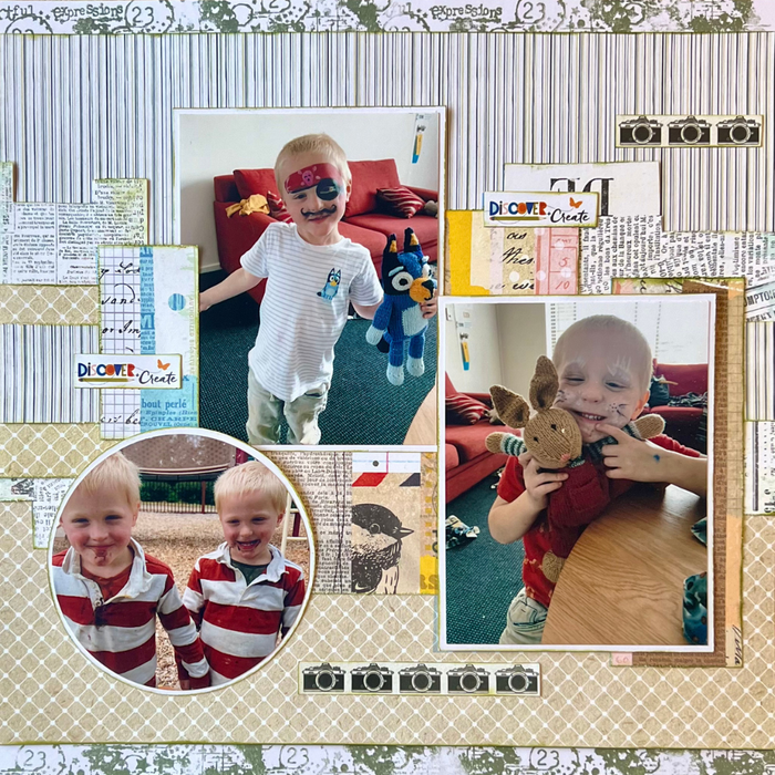 Double Page Layout Scrapbooking Kit, thoughtfully designed using papers from Vicki Boutin.