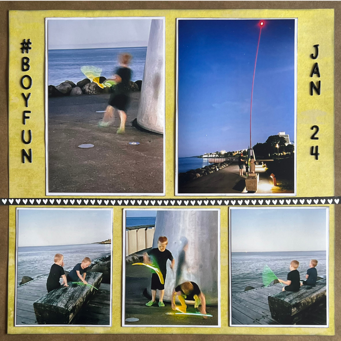 Double Page Layout Scrapbooking Kit, thoughtfully designed using papers from Elizabeth Craft.
