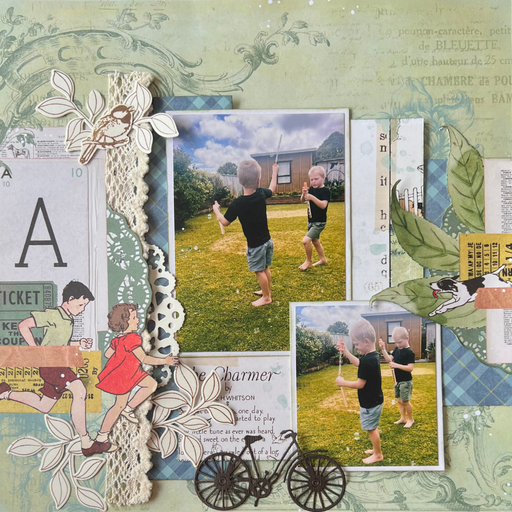 Toddler Time Double Page Layout Scrapbooking Kit, thoughtfully designed using papers from 49 &  Market.