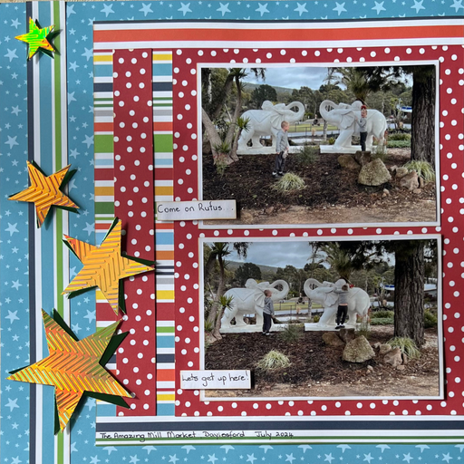 Blast Off Double Page Layout Scrapbooking Kit, thoughtfully designed using papers from PhotoPlay