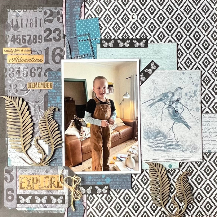 Colourful Story Double Page Layout Scrapbooking Kit, thoughtfully designed using papers from Bo Bunny.