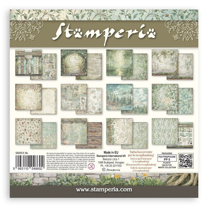 Stamperia 8x8 nature-themed paper pack for cardmaking and journaling