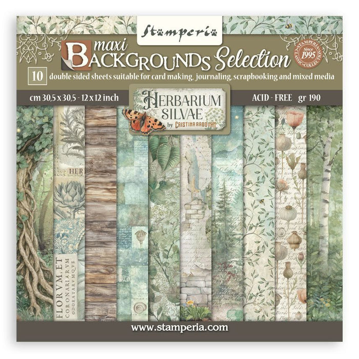 Stamperia Herbarium Silvae 12x12 botanical backgrounds scrapbook paper pack