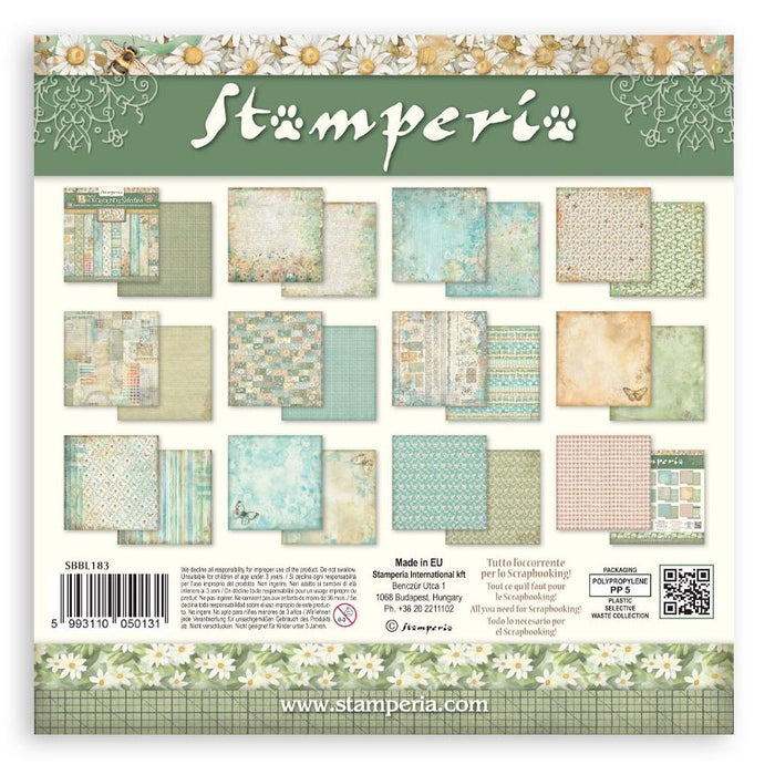 Pack of Stamperia 12x12"  maxi backgrounds selection with floral and patterned designs