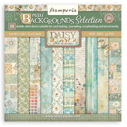 Pack of Stamperia 12x12"  maxi backgrounds selection with floral and patterned designs