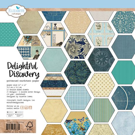Delightful Discovery by Annette Green 12x12 inch scrapbook paper pack, 12 double-sided 250gsm sheets with 24 designs.