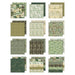 Tim Holtz Idea-ology Palette Collection Green 12x12 paper pack featuring 12 double-sided sheets with vintage botanical and forest green textures.