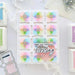 Pinkfresh Studio Overlapping Geo Leaf layering stencil and die used in a card with May your memories be a blessing sentiment