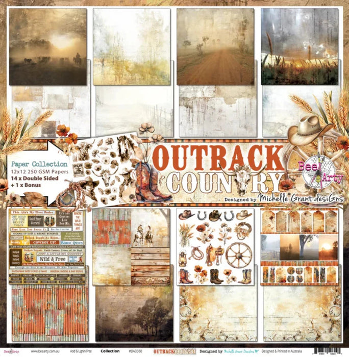 Bee Arty Outback Country 12x12 scrapbook paper collection by Michelle Grant