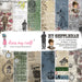 Dress My Craft My Gentleman 12x12 collection pack showing single-sided vintage paper designs with pocket watches, crowns, pianos, and Victorian gentlemen in green, blue, and sepia.