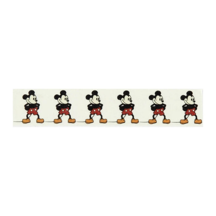  Echo Park Washi Tape. Mouse and Me-Meet the Mouse. Featuring a repeating retro-style Mickey Mouse character motif in iconic red, black, and gold tones, this tape is perfect for borders, pocket pages, and mixed media accents.
