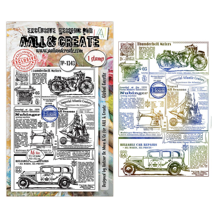 "AALL & Create A6 Acrylic Stamp TP- 1343 Global Gazette by Antour de Mwa"