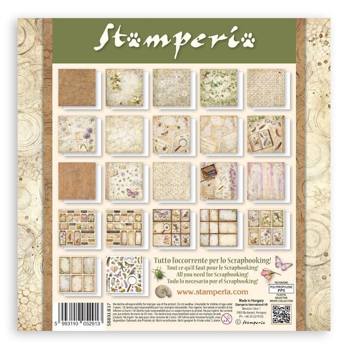 Stamperia All Around 12x12 inch Maxi Paper Pad cover featuring botanical, butterfly, and lizard illustrations for scrapbooking and cardmaking.