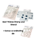 The Pinkfresh Studio Best Wishes clear photopolymer stamp set, the multi-piece layering stencil set, and the bonus co-ordinating metal die kit shown together.