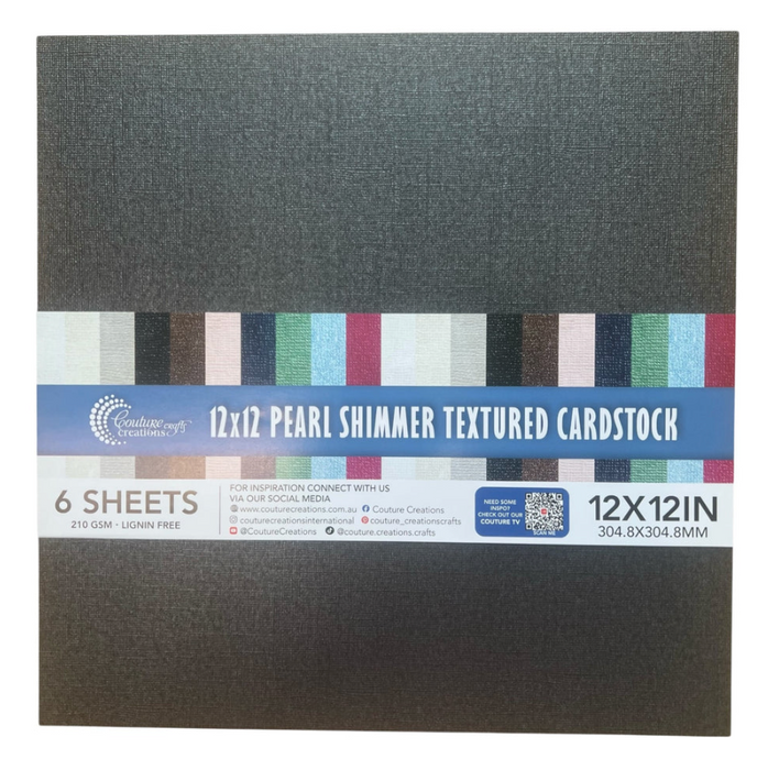 Premium Cardstock 12 x12 6 Sheets per Pack Pearl Shimmer Jet Black