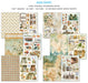 Double-sided paper sheets set 2 — Ciao Bella Asia Diary — double-sided A4 paper sheets featuring floral patterns, temple scenes, travel diary cutaparts, birds, doorways, and Southeast Asian landmark collages