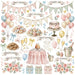 49 and Market Confetti Moments All-In-One Kit elements showing watercolor illustrations of party banners, balloons, rose bouquets, golden frames, champagne glasses, and gift boxes.