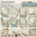 49 and Market Faded Memory Lane 12x12 inch collection pack cover showing previews of eight double-sided vintage floral and blue textured papers.