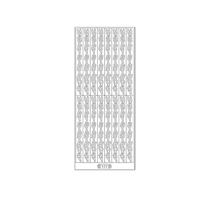 PeelCraft Happy Birthday &nbsp;PC332 Peel-off Stickers silver