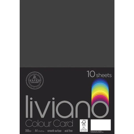 Liviano Colour 300gsm A4 Card Black