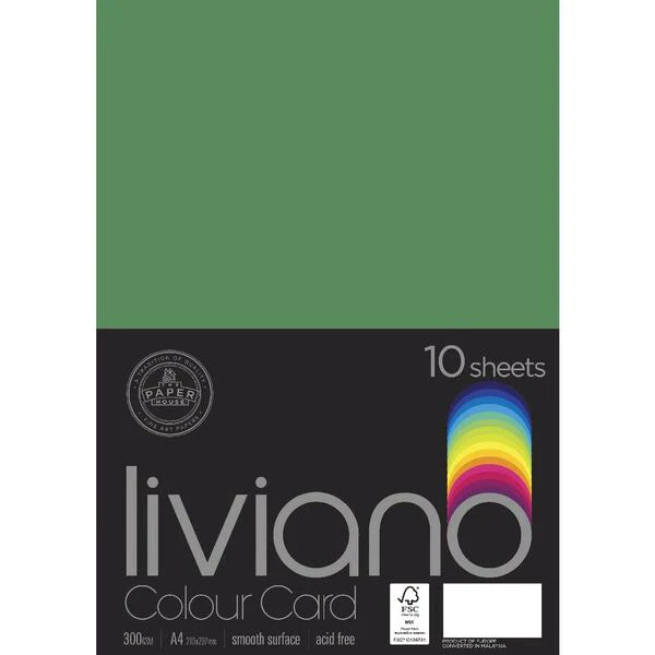 Liviano Colour 300gsm A4 Card Green