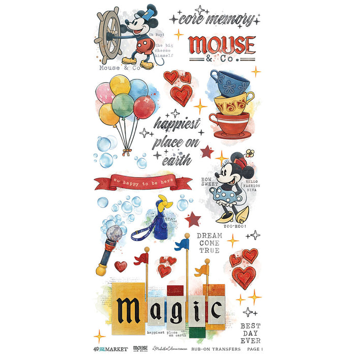 49 & Market Mouse & Co rub-on transfer sheets for scrapbooking and paper crafts