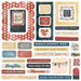 49 & Market Mouse & Co 34-piece chipboard embellishment set for scrapbooking and paper crafts