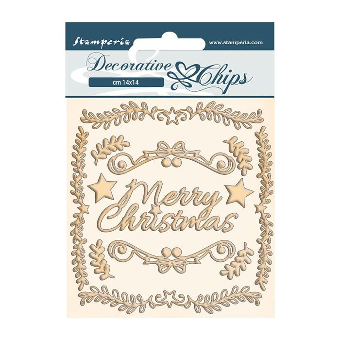 STAMPERIA DECORATIVE CHIPS FRAMES PINK CHRISTMAS SCB68