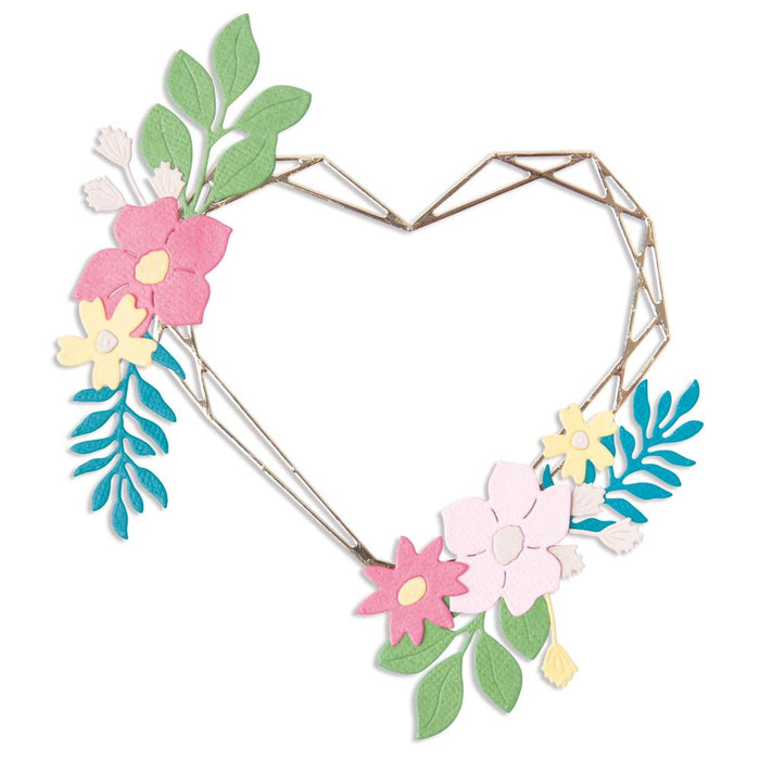 SIZZIX THINLITS DIES FLORAL GEO HEART FRAME