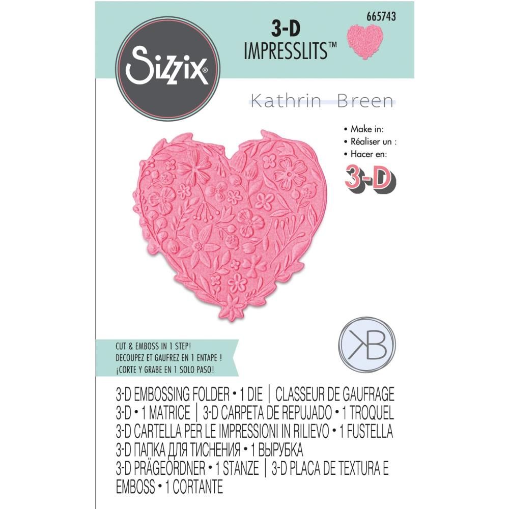 Sizzix 3D Impresslits Embossing Folder Floral Heart — Jackies Craft ...